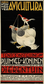 Affiche tentoonstelling Avicultura (1936); ontwerp: G.Wirth; druk: Boudier & Co